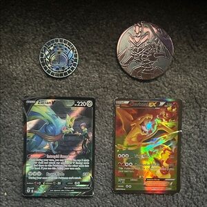 Pokemon Trading Cards with Blue and Gold Accents